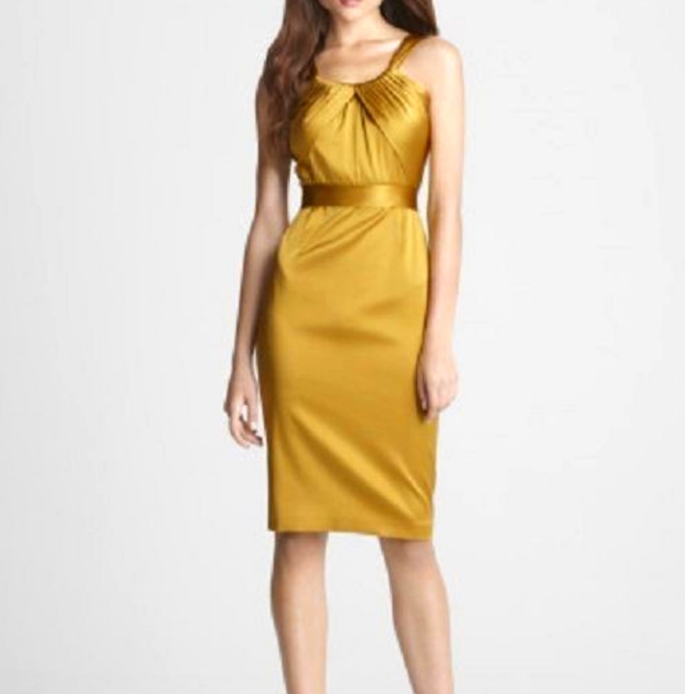 Elie Tahari gold silk dress